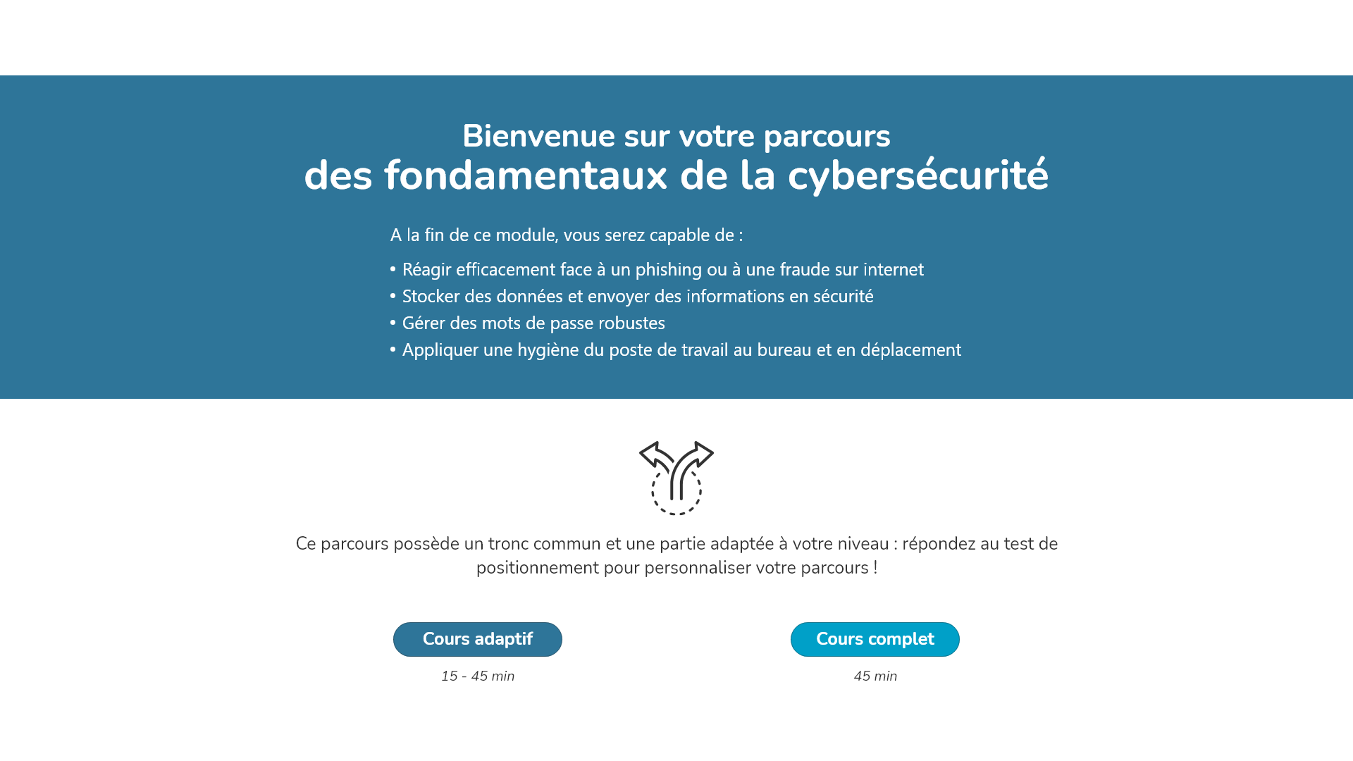 Module adaptive e-learning cybersécurité