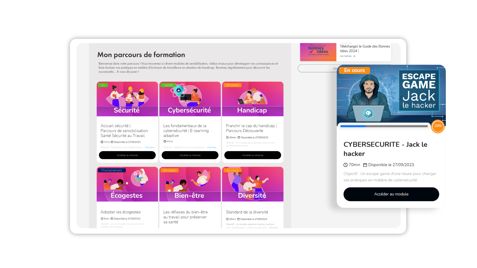 Mockup plateforme e-learning